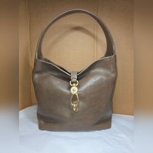 Dooney & Bourke - Logo Lock Leather Shoulder Bag Charcoal